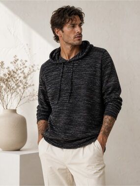 Club Monaco Ralph Lauren 100% merino wool sweater hood black white large unisex